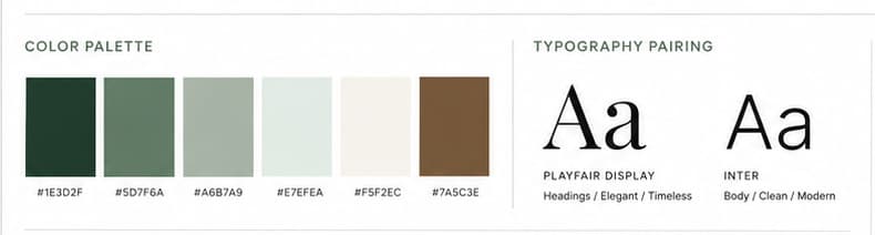 Palette and type, applied across every template