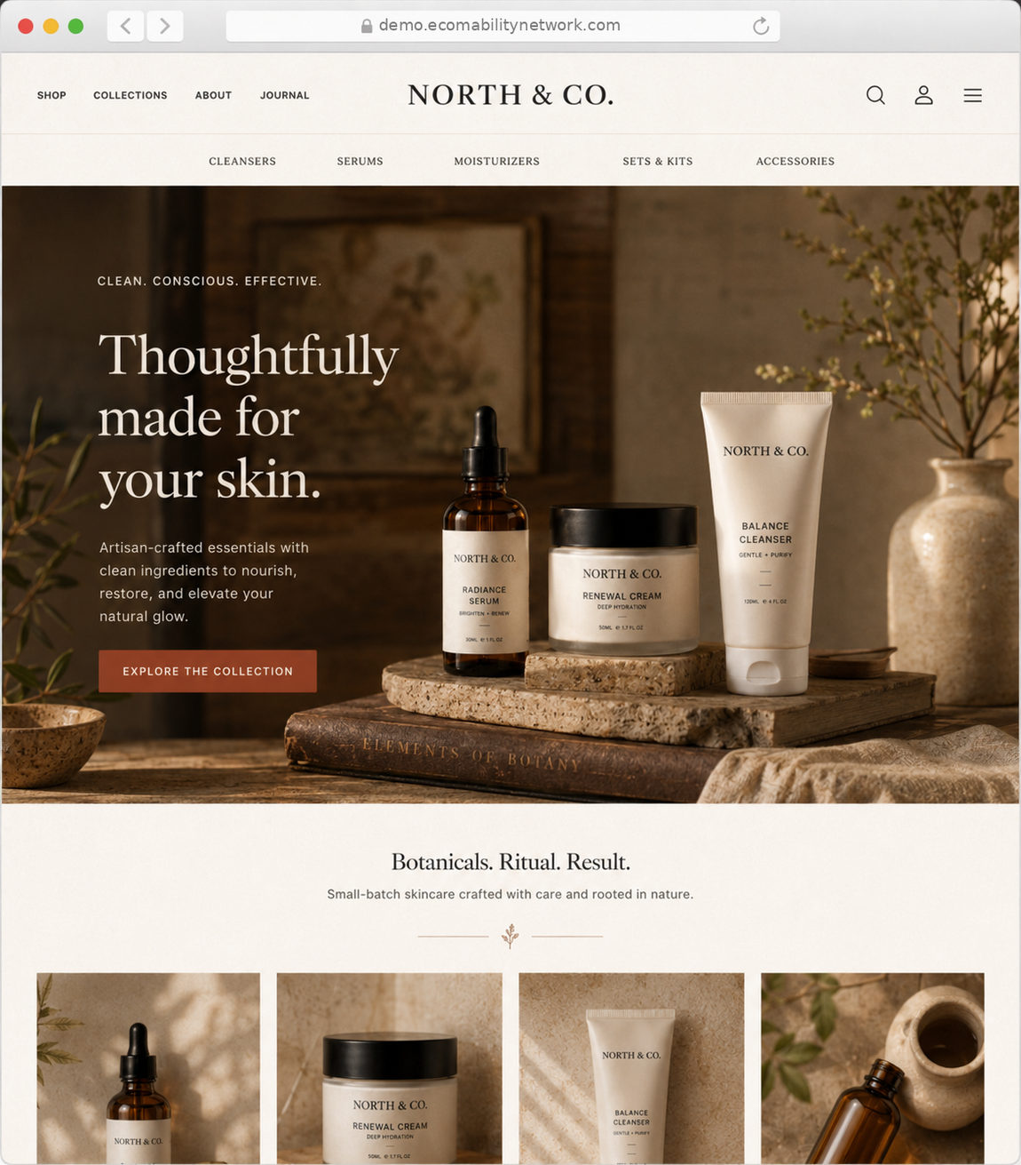 Boutique store style — a design preview of the Shopify Craft theme, using a fictional brand